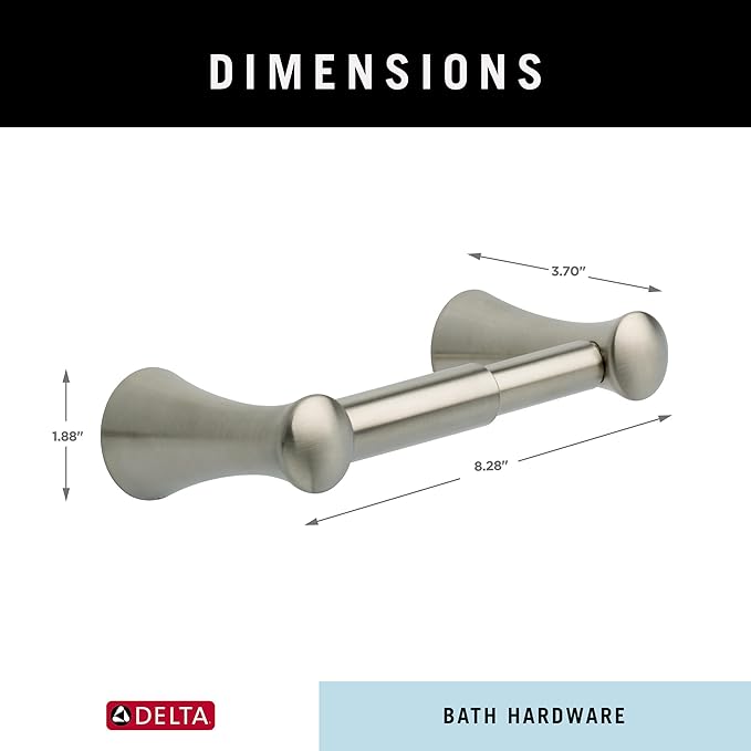Delta Lahara (1-Pack) Toilet Paper Holder Brilliance Stainless Steel Tissue Roll Holder for Bathroom Organization and Storage Spring Loaded Toilet Tissue Holder Wall Bathroom Accessories D73850-SS