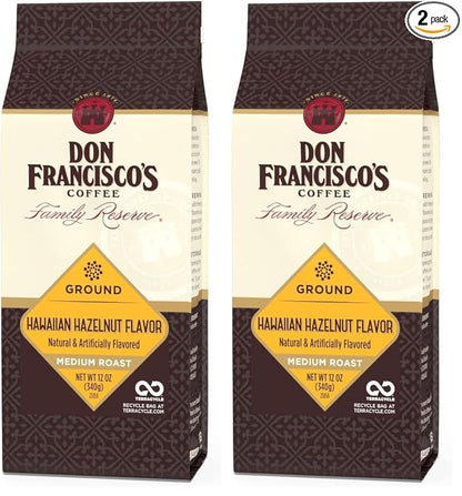 Don Francisco's Hawaiian Hazelnut Flavored Ground Coffee (12 oz Bag) (Pack of 2)