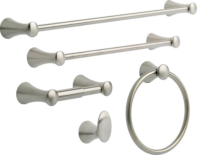 Delta Lahara (1-Pack) Toilet Paper Holder Brilliance Stainless Steel Tissue Roll Holder for Bathroom Organization and Storage Spring Loaded Toilet Tissue Holder Wall Bathroom Accessories D73850-SS