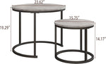 Load image into Gallery viewer, Round Coffee Table Set of 2 for Living Room,Black Small Coffee Table Living Room,Nesting Tables Metal Frame/Wood,Sturdy/Easy Assembly,Stacking Side Tables Bedroom,Grey
