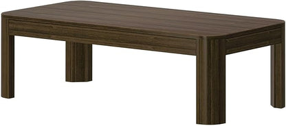 Plank+Beam Modern Rounded Coffee Table, 48 Inch, Solid Wood Contemporary Center Table for Living Room, Rectangle Tea Table, Walnut