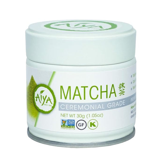 Aiya Authentic Japanese Premium First Harvest Ceremonial Grade Matcha Green Tea Powder - Vegan-Friendly, Zero Sugar, Gluten-Free - 30g Tin