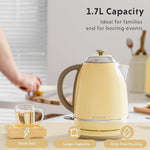 Load image into Gallery viewer, BUYDEEM K640 Stainless Steel Electric Tea Kettle with Auto Shut-Off and Boil Dry Protection, 1.7 Liter Cordless Hot Water Boiler with Swivel Base, 1440W, Mellow Yellow