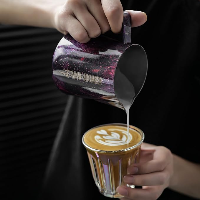 MHW-3BOMBER Espresso Steaming Pitcher Milk Frothing Pitcher Stainless Steel Milk Coffee Cappuccino Latte Art Barista Cup (5.0 Purple, 20 Ounces) P5008S