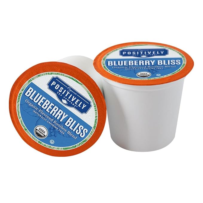 Organic Positively Tea Company, Blueberry Bliss Rooibos Tea, K-Cup Compatible, 24 Pods