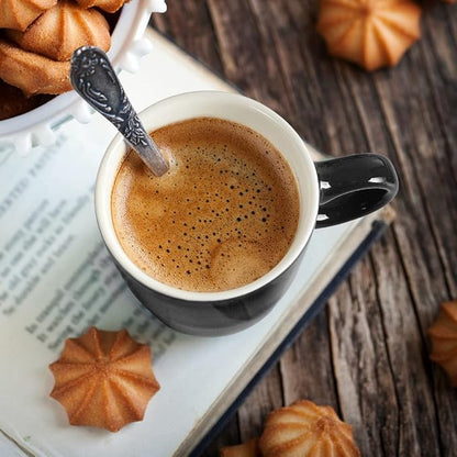 homEdge Mini Porcelain Espresso Cup, 4 Ounces / 120 ml Tiny Ceramic Coffee Mugs Demitasse for Espresso, Tea- Set of 6, Black