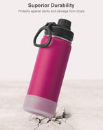 Load image into Gallery viewer, koodee Insulated Water Bottle, 18 oz Stainless Steel Double Wall Vacuum Wide Mouth Sport Bottle with Leakproof Spout Lid (Fuchsia Red)