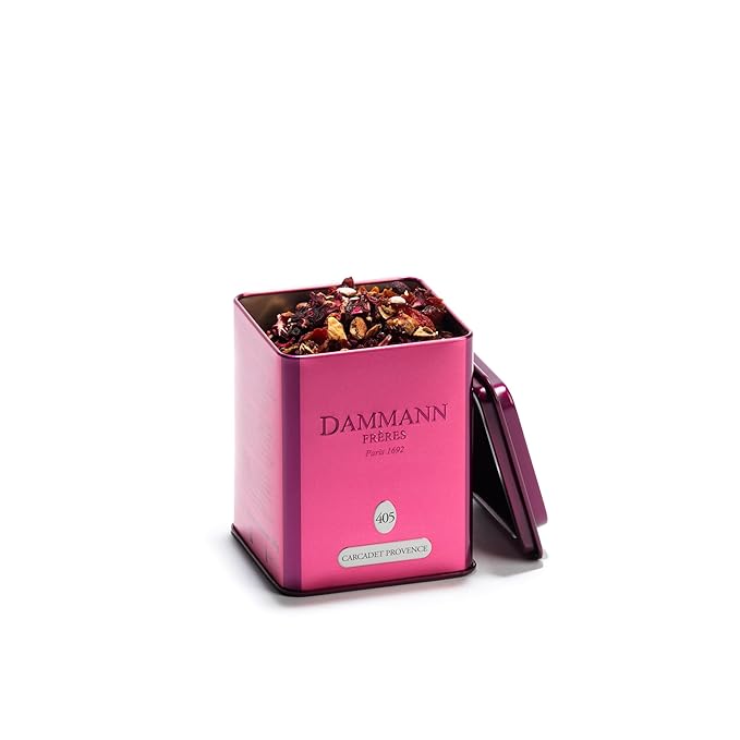 Dammann Freres Loose Leaf, Carcadet Provence, Premium Gourmet French Herbal Tea, Blend Hibiscus, Apricot, Peach Flavors, 3.52 Ounce Tin