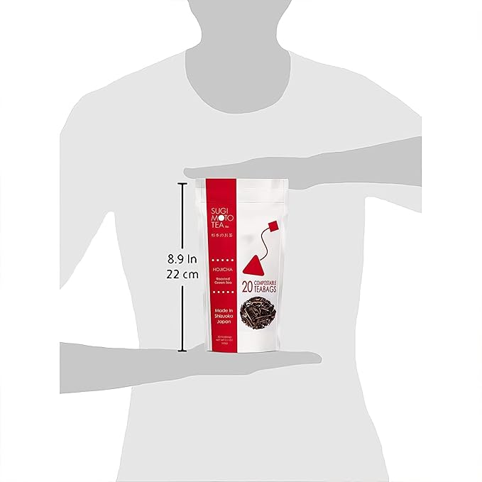 SUGIMOTO TEA Japanese Hojicha Roasted Green Tea Bags 20 Count Pack of 1