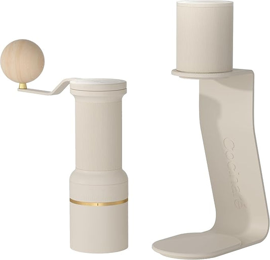 Cocinare ESSENCE DUO B38 Ultra Coffee Grinder - Electric Wireless 2-in-1 Removable Countertop Manual Grinder Kit, 80 Precision Setting, GhostEdge Burr - Design for Pour-over & Espresso (Vintage White)