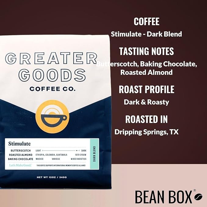 Stimulate - Dark Blend - Roasted by Greater Goods Coffee Co. - Whole Bean Coffee - 2 Pound Bag