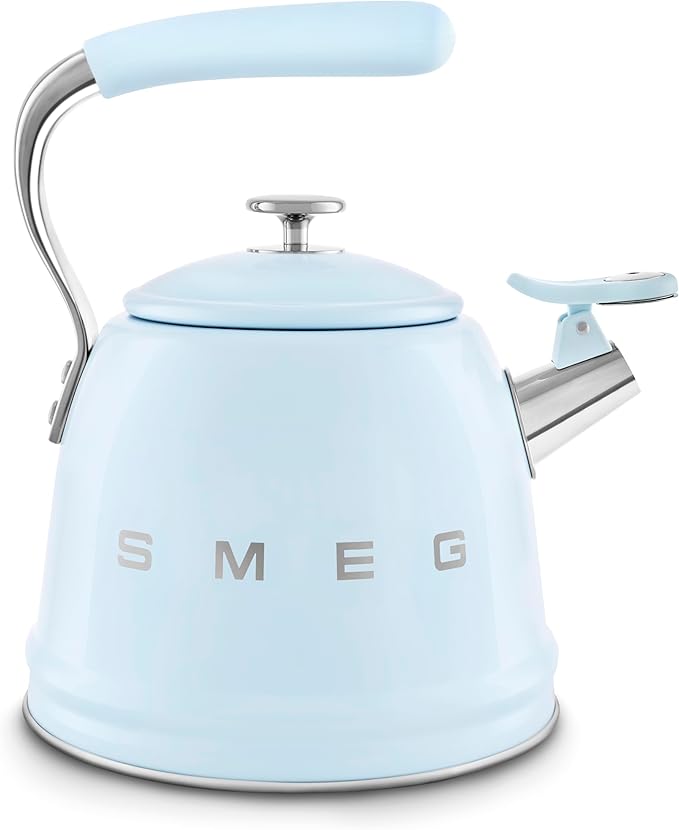 SMEG Retro Stovetop Whistling Kettle – 2.4Q (Pastel Blue)