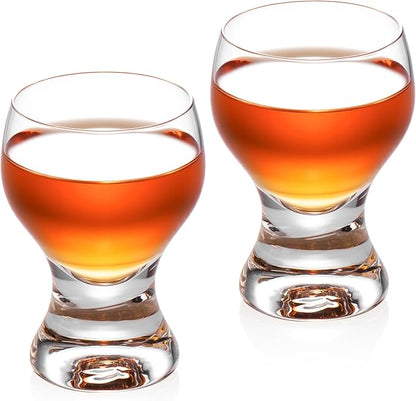 KAMMAK Shot Glasses Set of 2, 60ml/2oz Clear Espresso Shot Glass with Heavy Base for Bar Restaurants Home, Small Whiskey Shot Glass for Vodka, Whiskey, Tequila, Spirits & Liquors