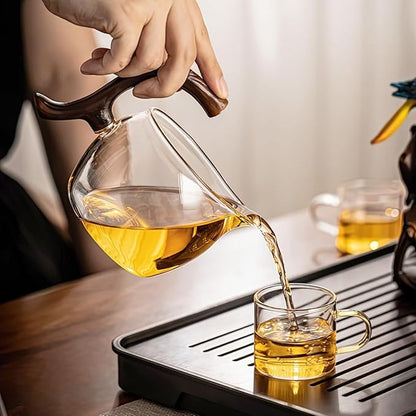 Magnetic Glass Tea Pot, Lazy Kungfu Tea Set, Sturdy High Borosilicate Glass TeaPot, Semi Automatic Drip TeaPot, Magnetic Rotation Heat Resistant Teapot, Suitable for home/office Reception…