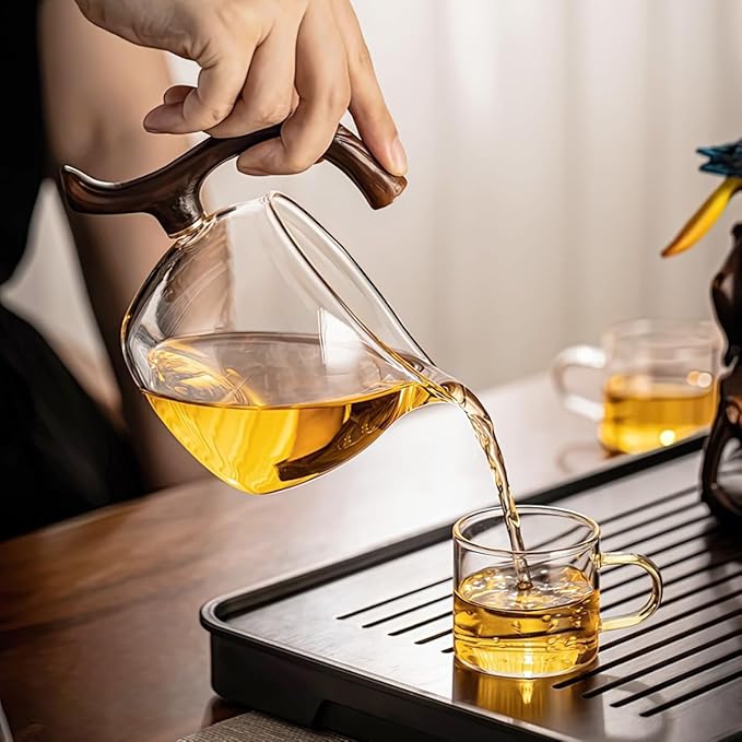 Magnetic Glass Tea Pot, Lazy Kungfu Tea Set, Sturdy High Borosilicate Glass TeaPot, Semi Automatic Drip TeaPot, Magnetic Rotation Heat Resistant Teapot, Suitable for home/office Reception…