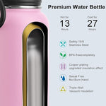 Load image into Gallery viewer, koodee Insulated Water Bottle, 18 oz Stainless Steel Double Wall Vacuum Wide Mouth Sport Bottle with Leakproof Spout Lid (Pink)