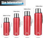 Load image into Gallery viewer, Insulated vacuum Thermo Bottle 1000ml/33.8oz with cup Stainless steel coffee bottles for hot and cold drink water flask.(Red,1000ml)