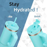 Load image into Gallery viewer, 40 oz Tumbler with Handle and 2 Straws,2 in 1 Lid Insulated Water Bottle Stainless Steel Travel Coffee Mug,Turquoise