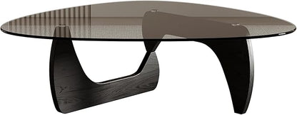 Honyee Morden Coffee Table, 42.5" x 28.5" x 16.1" Triangle Tempered Glass Top for Living Room, Color: Black