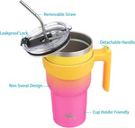 Load image into Gallery viewer, 40 oz Tumbler with Handle and 2 Straw 2 Lid, Insulated Water Bottle Stainless Steel Vacuum Cup Reusable Travel Mug,Rainbow