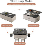 Load image into Gallery viewer, Lift Top Coffee Table with 4 Stools, 3 in 1 Multi-Function Center Table, Modern Lift Tabletop Coffee Table, Extendable Dining Table for Living Room (47.24 Inch)