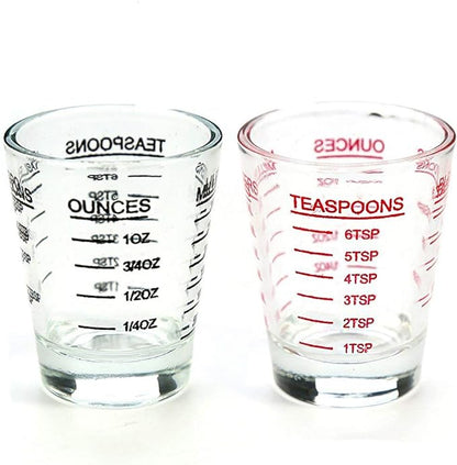 Shot Glasses Measuring cup Liquid Heavy Base Wine Glass Espresso Shot Glass 26-Incremental Measurement 1oz, 6 Tsp, 2 Tbs, 30ml Black and Red