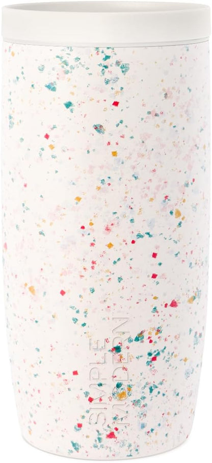 Simple Modern Travel Coffee Mug Tumbler with 360° Lid | Ceramic-Lined Insulated Stainless Steel Cold Brew Iced Coffee Cup Thermos | Gifts for Women Her Him | Voyager Signature | 16oz | Cream Terrazzo