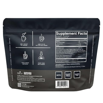 STRONG COFFEE COMPANY Organic Instant Black Coffee - Individual Servings, Extreme Focus, Adaptogen Coffee, No Jitters, No Crash (1, 30 Packets)