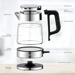 Load image into Gallery viewer, LUUKMONDE Electric Kettle, 1L 1500W, Small Glass Tea Kettle, Hot Water Boiler with LED Indicator, Cordless Water Heater Kettle, BPA-Free, Fast Boiling, Auto Shut-Off, Boil-Dry Protection