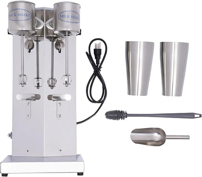 Milk Shaker Machine, Commercial Stainless Steel Milk Shaking Machine Double Head Drink Mixer 110V 16000RMP High Speed Electric Silent Milk Shake Machine with Two 800ml Cups(Double Head 16000rpm)