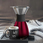 Load image into Gallery viewer, asobu Insulated Pour Over Coffee Maker (32 oz.) Double-Wall Vacuum, Stainless-Steel Filter and Take on the Go Carafe (Burgundy)