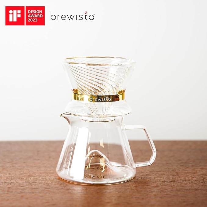 Brewista Tornado Duo Pour Over Coffee Dripper, Insulated Double Wall Glass, Easy-To-Clean Drip Coffee Maker for Home & Office(2-4 Cups)