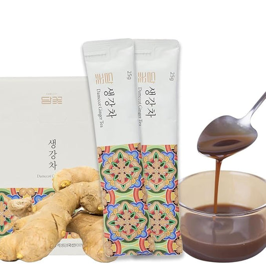 Damccot Korean Ginger Root Extract Tea Stick, Squeezed Ginger Concentrate Herbal Healthy Relaxation Instant Beverage for Hot and Cold, Remedy for Cough, No Preservatives (0.88 oz x 10 Sticks)