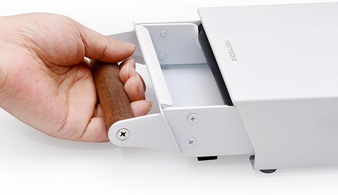 Normcore Espresso Knock Box, Coffee Knocker Drawer with Genuine American Walnut Handle, Under Grinder Knock-out Drawer, Removable Knock Bar and Non-Slip Base, 304 Stainless Steel, Size: S, White