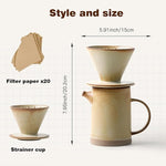 Load image into Gallery viewer, Pour Over Coffee Maker Set Vintage Ceramic Pour Over V60 Coffee Dripper Set with 20 Count Paper Coffee Filters,for Home Café Restaurant Camping,15.8 Ounces(Yellow)