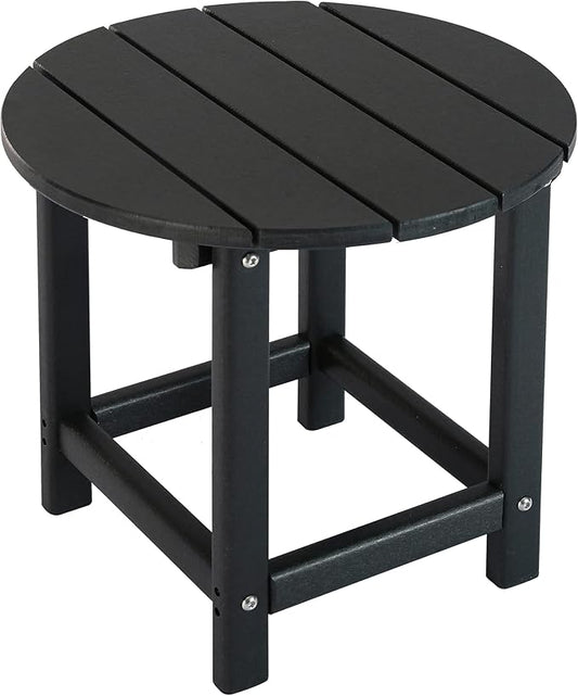 LZRS Round Adirondack Patio Side Table End Table, Outdoor Side Tables for Patio, Backyard,Pool, Indoor Companion, Easy Maintenance & Weather Resistant(Black)