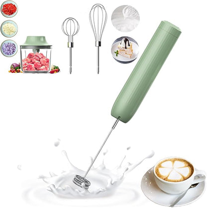 Handheld Frother,Coffee Stirrers Electric,Drink Frother Rechargeable Milk Frother, Hand Frother, Coffee Frother Handheld Milk Frother,Drink Mixer,Hand Mixer,Food Processor and Small Whisk,4-Speed,10Oz