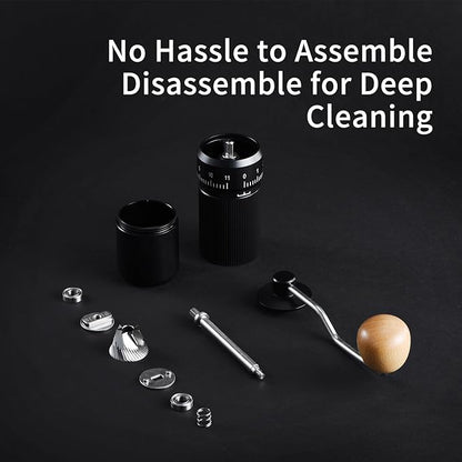 Manual Coffee Grinder by Suvykep — 6 Star Coffee Grinder Manual with 25g Capacity, CNC Stainless Steel Espresso Grinder with 55 Grind Settings — For Espresso, French Press, Pour Over (Black)