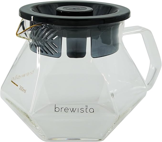 Brewista 300ml/10oz X Series Glass Coffee Carafe, Small Pour Over Glass Pot Server, 1-2 Cups, Polygonal Design for Improved Flavor, Heat Resistant Odorless Glass Pitcher