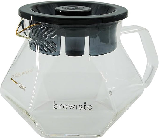 Brewista 300ml/10oz X Series Glass Coffee Carafe, Small Pour Over Glass Pot Server, 1-2 Cups, Polygonal Design for Improved Flavor, Heat Resistant Odorless Glass Pitcher