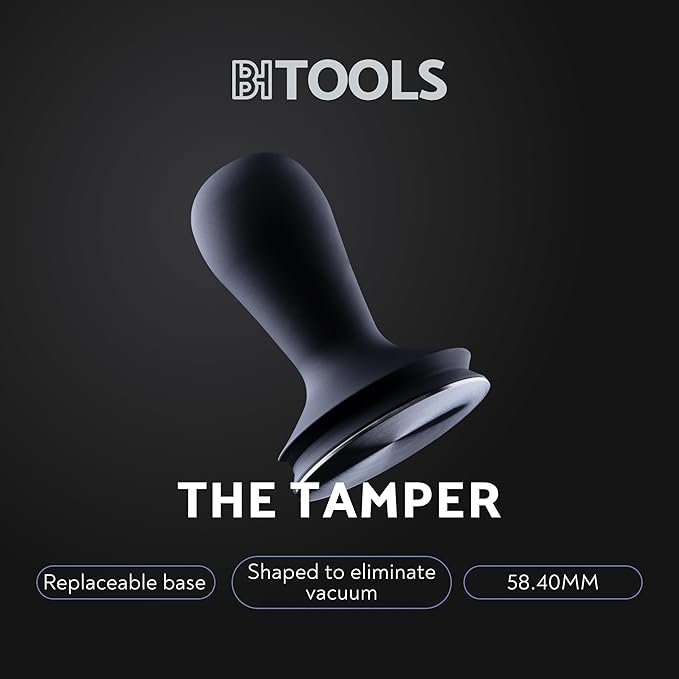 Espresso Press Tamper 58.4 mm, Premium Barista Coffee Tamper, Black Anodised Aluminium Handle, 304 Stainless Steel Base, Elegant and Lightweight Design