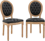Load image into Gallery viewer, French Country Dining Chairs Set of 2, Vintage Wooden Dining Chairs with PU Leather Upholstered Tufted Seat,Solid Wood Legs&amp;Frame, Farmhouse Kitchen&amp;Living Room Chairs(Black,2 Pcs)