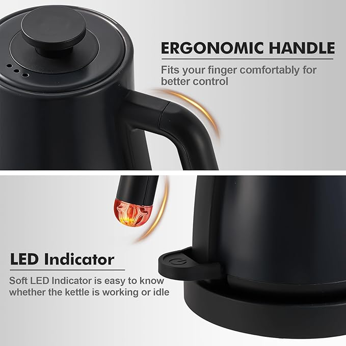 Stariver Electric Kettle Gooseneck Kettle, 1.2L Water Kettle, BPA-Free, Pour Over Tea Pot Stainless Steel for Coffee & Tea with Fast Heating, Auto-Shut Off and Boil-Dry Protection Tech, Dark Blue