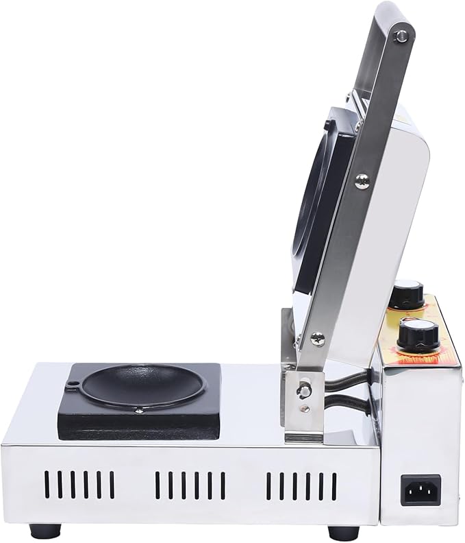 Commercial Ice Cream Burger Maker, 1000W Electric Burger Waffle Cone Maker Machine, 110V Ice Cream Sandwich Maker with Non-stick Baking Tray, Gelato Panini Press for Bakeries Restaurants Home