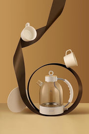 ASCOT Electric Kettle, Glass Electric Tea Kettle Gifts for Men/Women/Family 1.5L 1500W Borosilicate Glass Tea Heater, with Auto Shut-Off and Boil-Dry Protection (Beige)