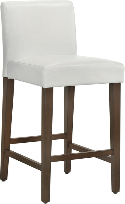 CHITA Counter Height Bar Stools Set of 3, 27" H Seat Height Upholstered Barstools, PU Leather in White