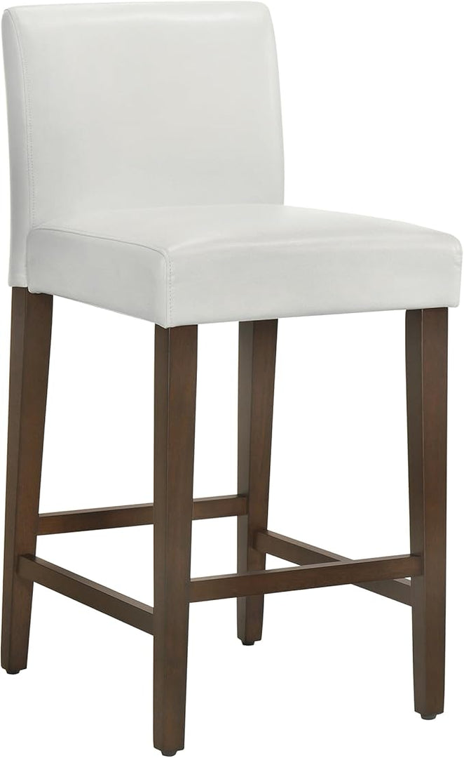 CHITA Counter Height Bar Stools Set of 2, 27" H Seat Height Upholstered Barstools, PU Leather in White