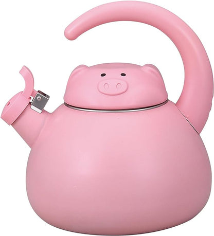 Whistling Tea Kettle for Stove Top Enamel on Steel Teakettle, Supreme Housewares Pink Pig Design Teapot Water Kettle Cute Kitchen Accessories Teteras (2.1 Quart, Pink Pig)
