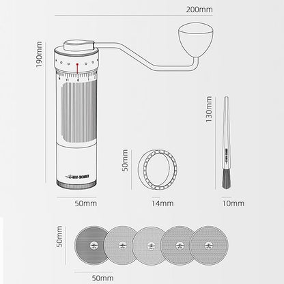 MHW-3BOMBER R3 Manual Coffee Grinder with CNC Stainless Steel Conical Burr and 5 Screen for French Press, Drip, Espresso, External Adjustable, Hand Coffee Bean Grinder with Magnetic Bin, G5847B-OS