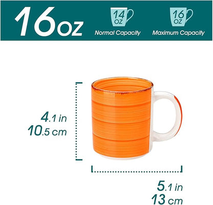 vancasso BONITA Set of 6 Stoneware Tea Coffee Cups 480 ml, Mug Set Multi-Coloured